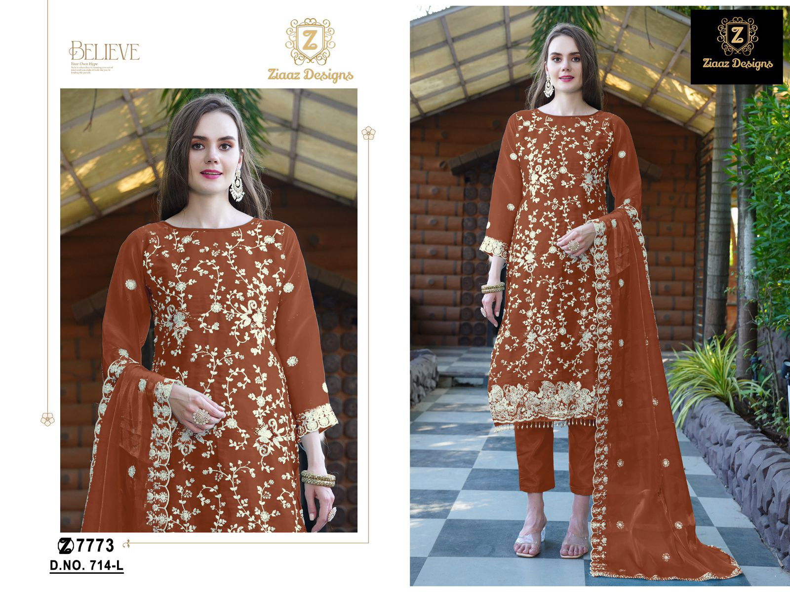 HR By Ziaaz 714 Jimmy choo Embroidered Pakistani Designer Dress Material Wholesale Market